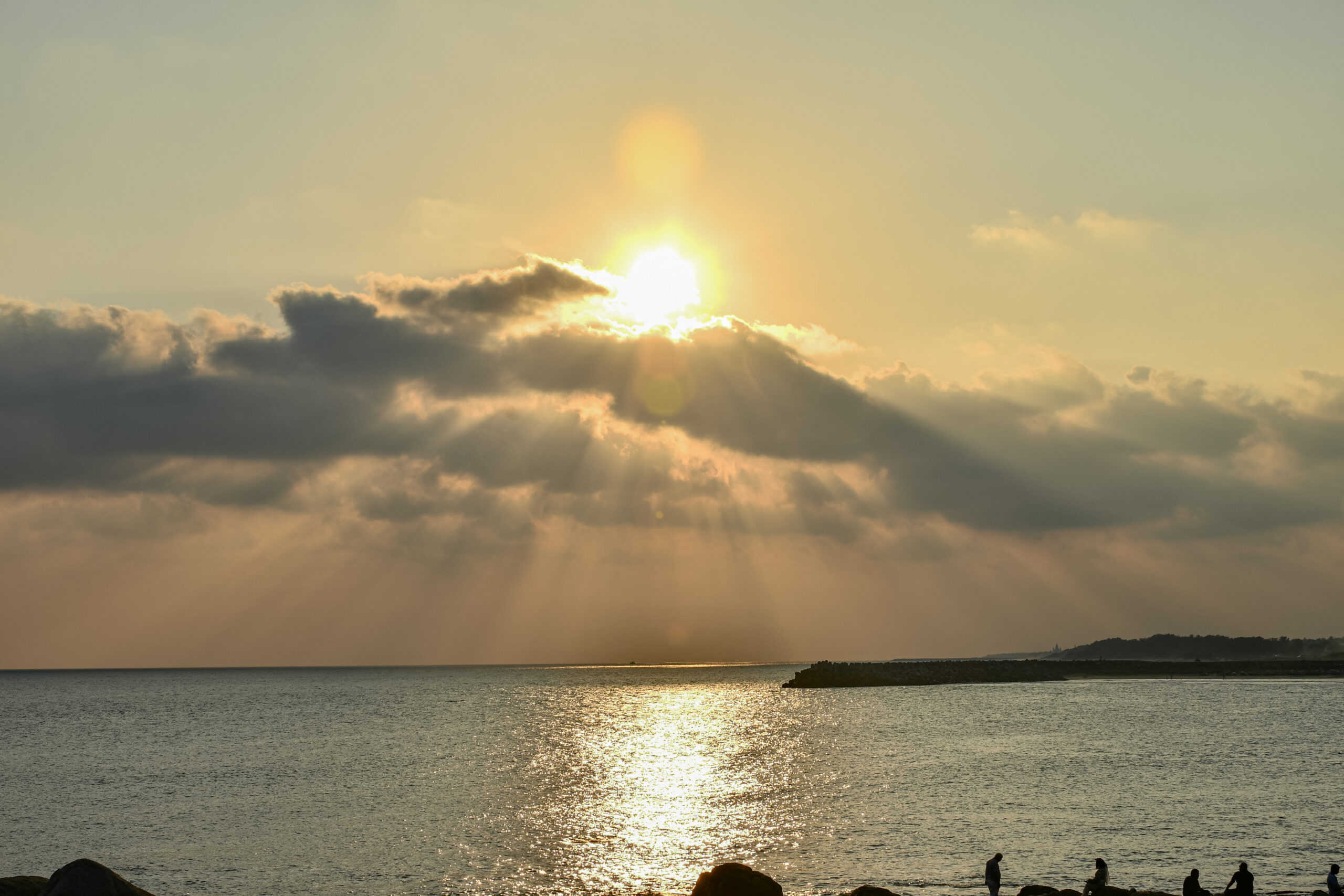 Evening Sun Rays Breaking Through Clouds – Kanyakumari
