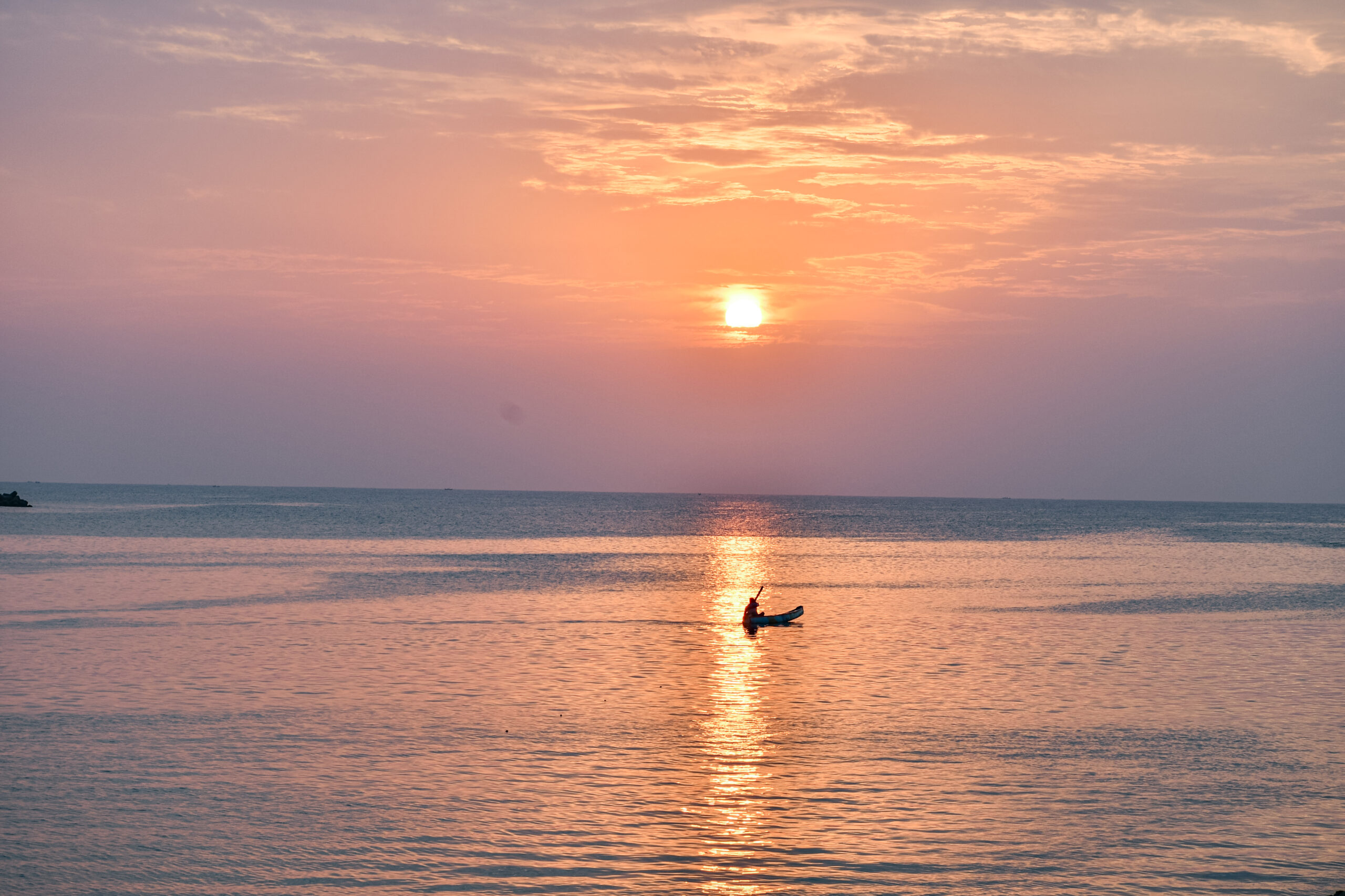 Early Morning Sunrise Boat β Kanyakumari Beach Digital Photo