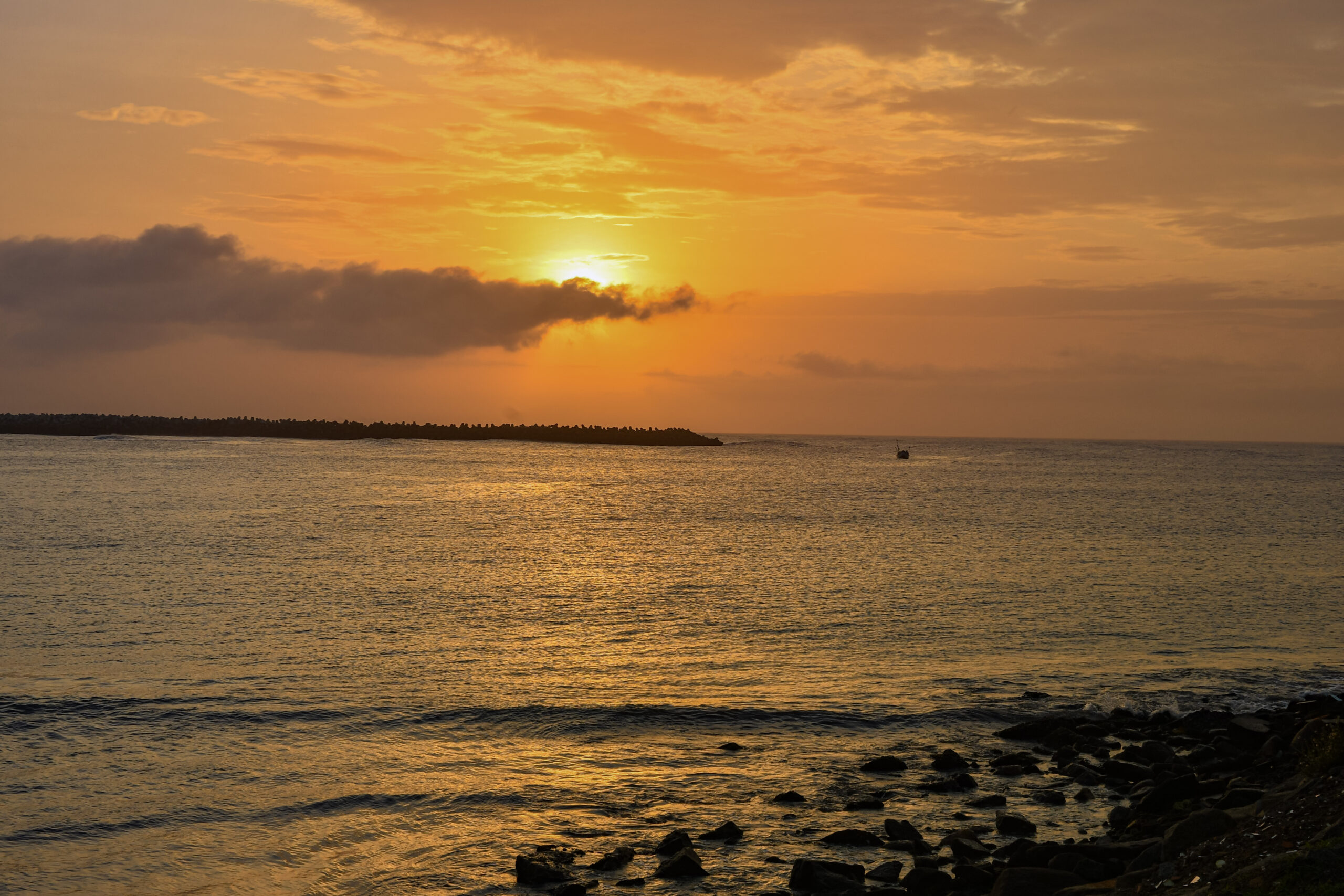 Golden Sunrise Over the Calm Sea - Kanyakumari Coastal Landscape Photography